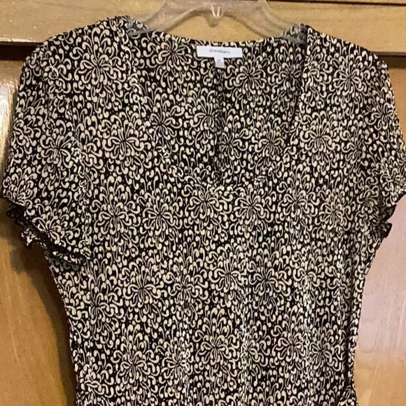 Dress Barn dress self belt twisted at hip short sleeve black tan  no wri… - Picture 4 of 12